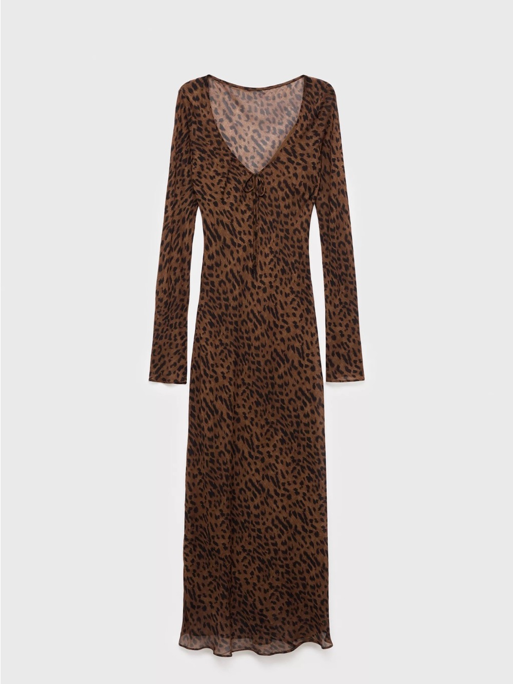 Mango Long-Sleeved Leopard-Print Dress -   Size 2 (EUR XS)